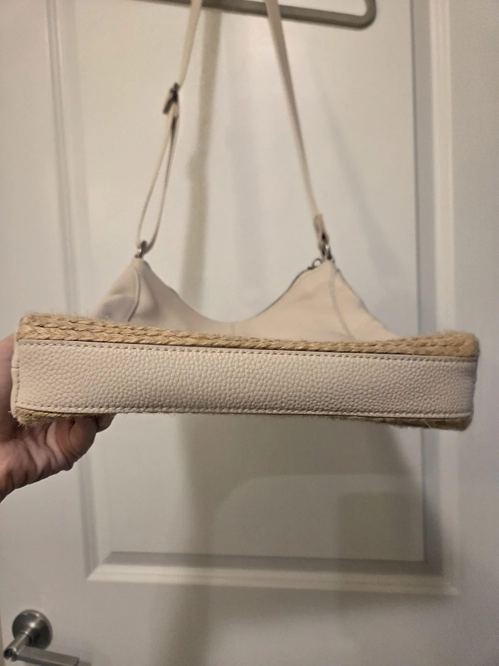 The Sak Leather Crossbody Bag Cream Boho Woven Straw Shoulder Purse